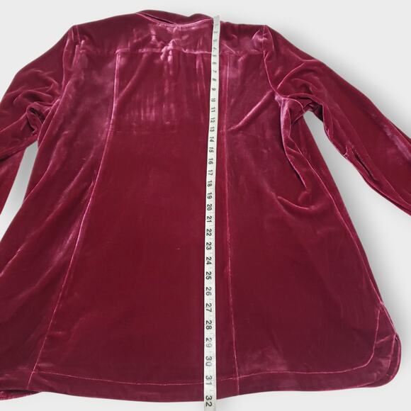 Coldwater Creek Velvet Pintuck Popover Tunic Top Burgundy Sz XL Collared - Picture 12 of 12